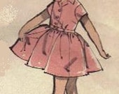 Advance 50s 60s Sewing Pattern Tea Party Dress Full Circle Twirl Skirt School Dress Short Sleeves Notched Collar Belted Bust 25