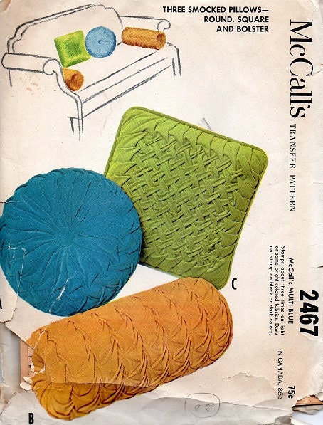 1960s Retro Mod McCall's Sewing Pattern Throw Pillows Home Decor Round Square Pillow Neckroll Uncut