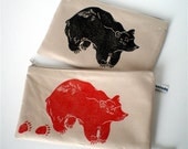 Wild Bear PURSE - Red or Black Zip POUCH