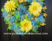 Spring Mesh Wreath, Daisy Wreath, Summer Wreath, Deco Mesh Wreath, Flower Wreath, XXL Spring Wreath