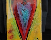 Red and Purple Heart Painting original acrylic painting on canvas 5x7