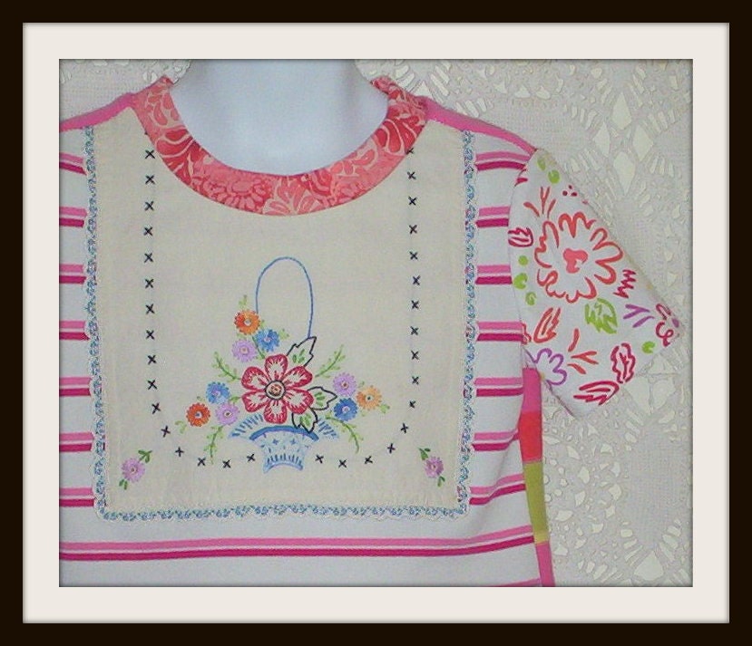 OOAK Cotton Toddler Top Cropped Pants Recycled Vintage Embroidered 3T Upcycled