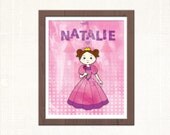 Princess Art Print for Girls Room Decor Personalized Pink Wall Art for Girls baby room decor nursery room