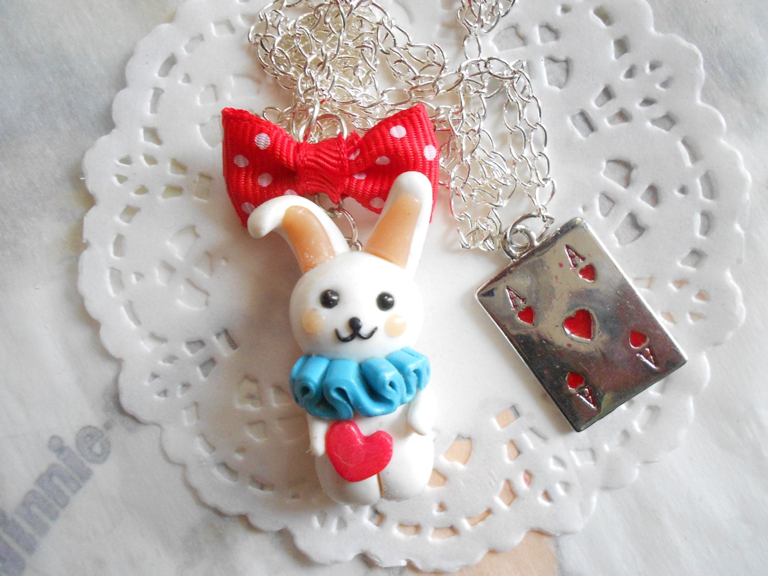 White Rabbit Alice in wonderland collection - Handmade  miniature polymer clay food jewelry