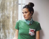 Lightweight Knit Cowl Scarf button-up lace - light blue aqua mint teal seafoam - pastel fashion - women or teen - Easter gift under 25