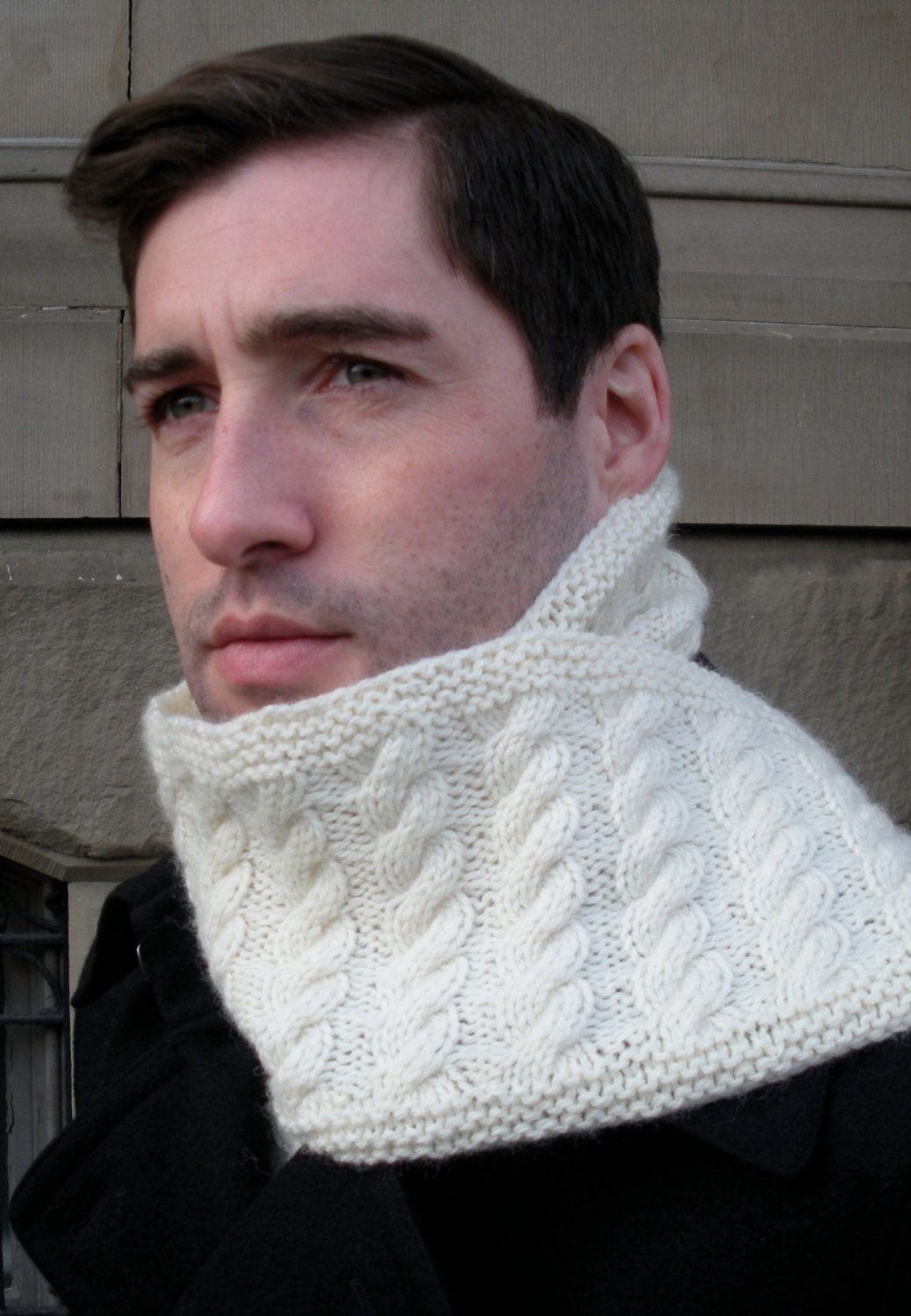 Cable Knit Scarf in Ivory