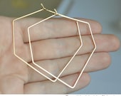 Gold Diamond Wire Hoop Earrings - Elegant, Lightweight, Modern Hoops - Fashion Jewelry