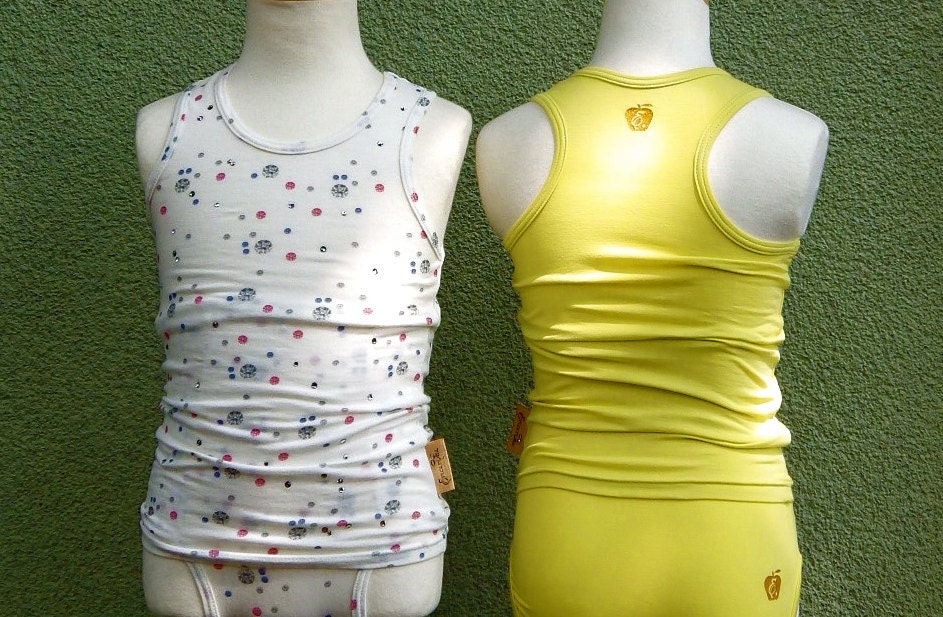 Kids Underwear A set of super high rise panties and tank in natural fiber micro jersey / 3T- 5T