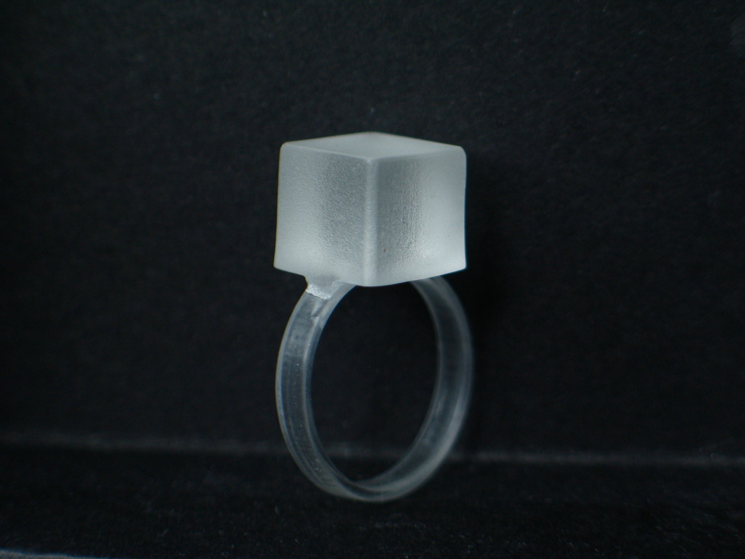 Resin cube ring. resin jewelry. Modern Jewelry. chunky resin. minimal. clear, ice, contemporary OOAK