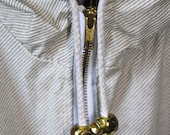 90s Gold Stripe Raincoat Slicker Womens Medium