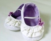 White & Lavender Ruffle Ballet Baby Girl Flats.