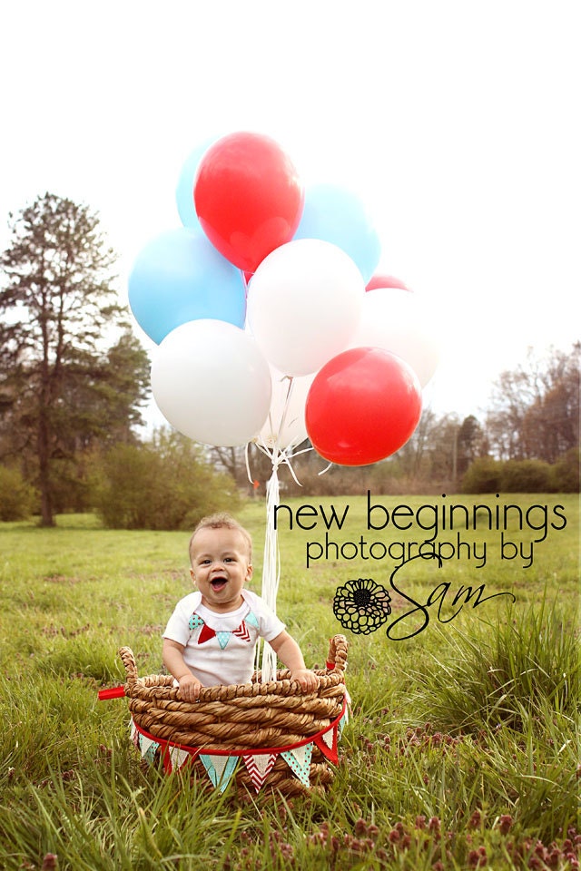 Swanky Baby Boy Birthday Banner Onesie, Age on Back