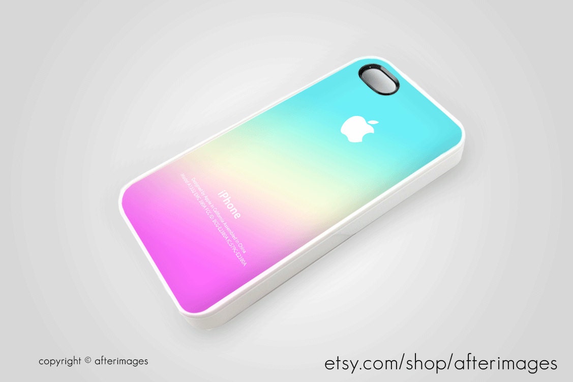 Pastel iPhone 5 4 4S Case iPhone 4 Pattern New Apple Logo Pink Yellow Aqua Silicone