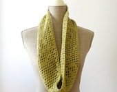 Green Crochet Spring Infinity Scarf, women's light green summer cowl, light crochet scarf, women's accessories, gifts for her, mother day