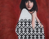 Giclee Print // A3 // 17''x12'' // geometric monochromatic illustration // portrait // wallpaper