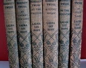 vintage kids 1950s Bobbsey Twins lot of 6 mystery series books, Keeping House, Seashore, Cherry Corners, Tulip Land, In the Country