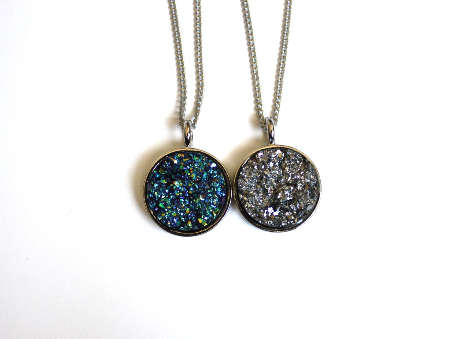 The open druzy moon pendant necklace