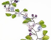 Wedding Hair Accessory purple green hair vine, Bridal Headpiece, Bridal Headband