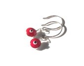 Evil Eye earrings- Red Argentium Sterling Silver- Poppy Red, Spring Jewelry, Summer Jewelry