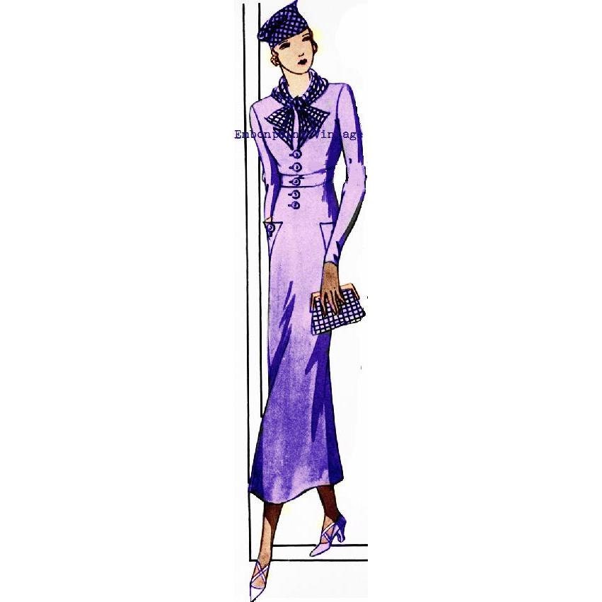 Plus Size (or any size) Vintage 1934 Dress Sewing Pattern - PDF - Pattern No 53 Freda