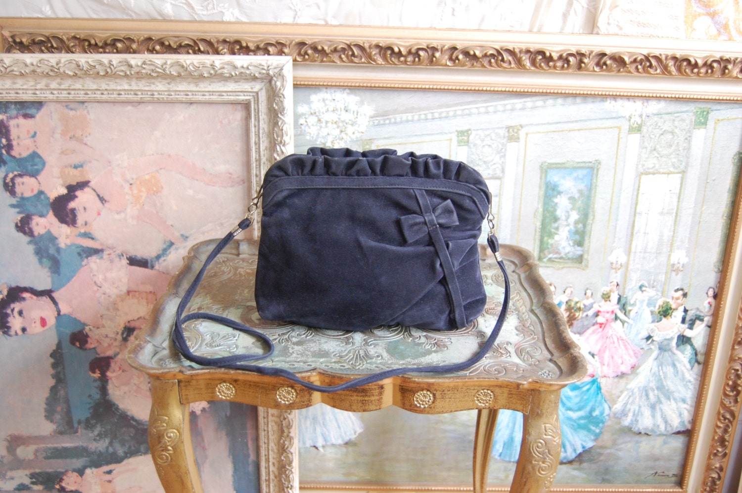 Black Velvet Bow Bag