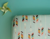 fitted crib sheet in colorful arrows on mint large scale