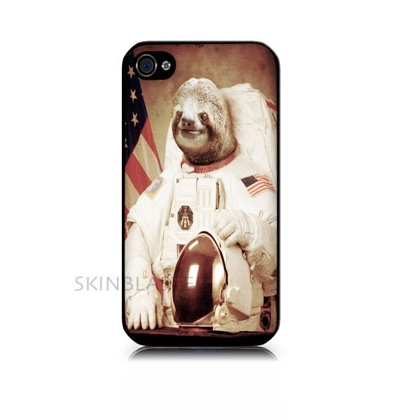 iPhone 4/4S or 5 case Sloth on the moon. Includes screen protector and cleaning cloth. Available in black or white