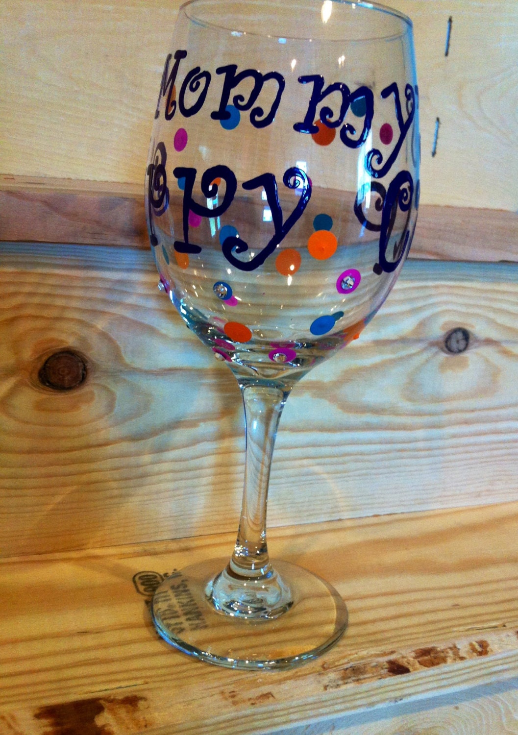 Bling Painted Mommy's Sippy Cup Wine Glass with Swarovski Crystals, Quirky Hilarious Mommy's Gift, Baby Shower Gift