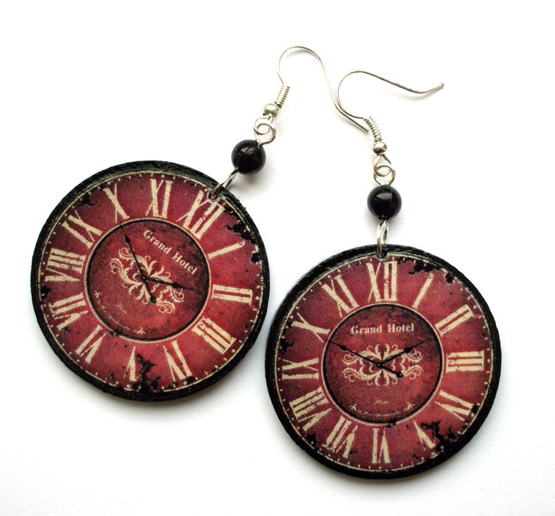 Antique CLOCK EARRINGS retro steampunk vintage clocks gothic goth gothique burlesque perfect gift gift for her under 25