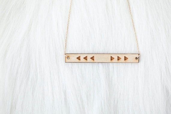 Minimal Geometric Laser Cut Birch Wood Necklace