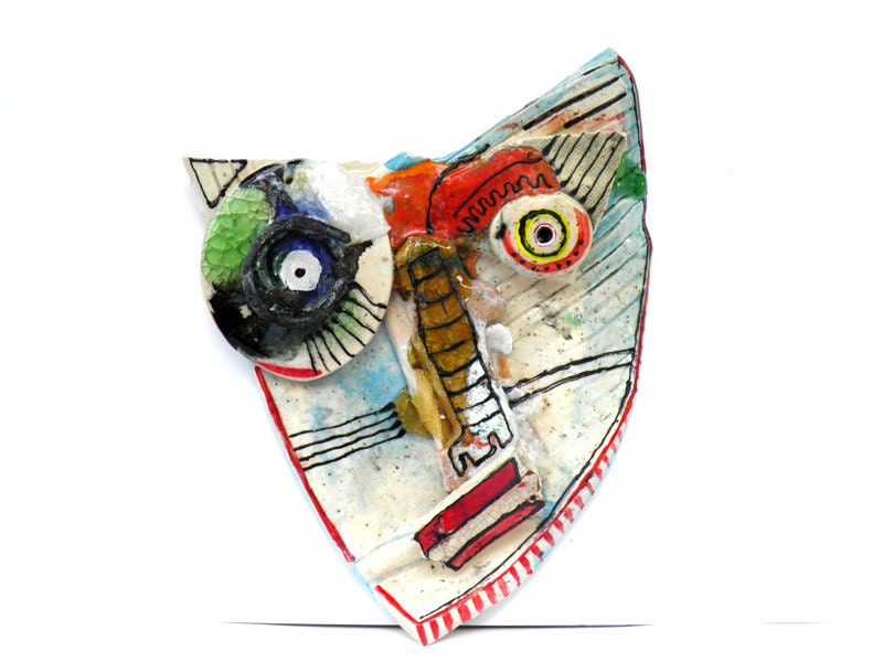 Wall Mask, Abstract ceramic (Wall Art),  3D wall art, Ceramic mask, Handmade sculpture of head,  Ceramic home decor
