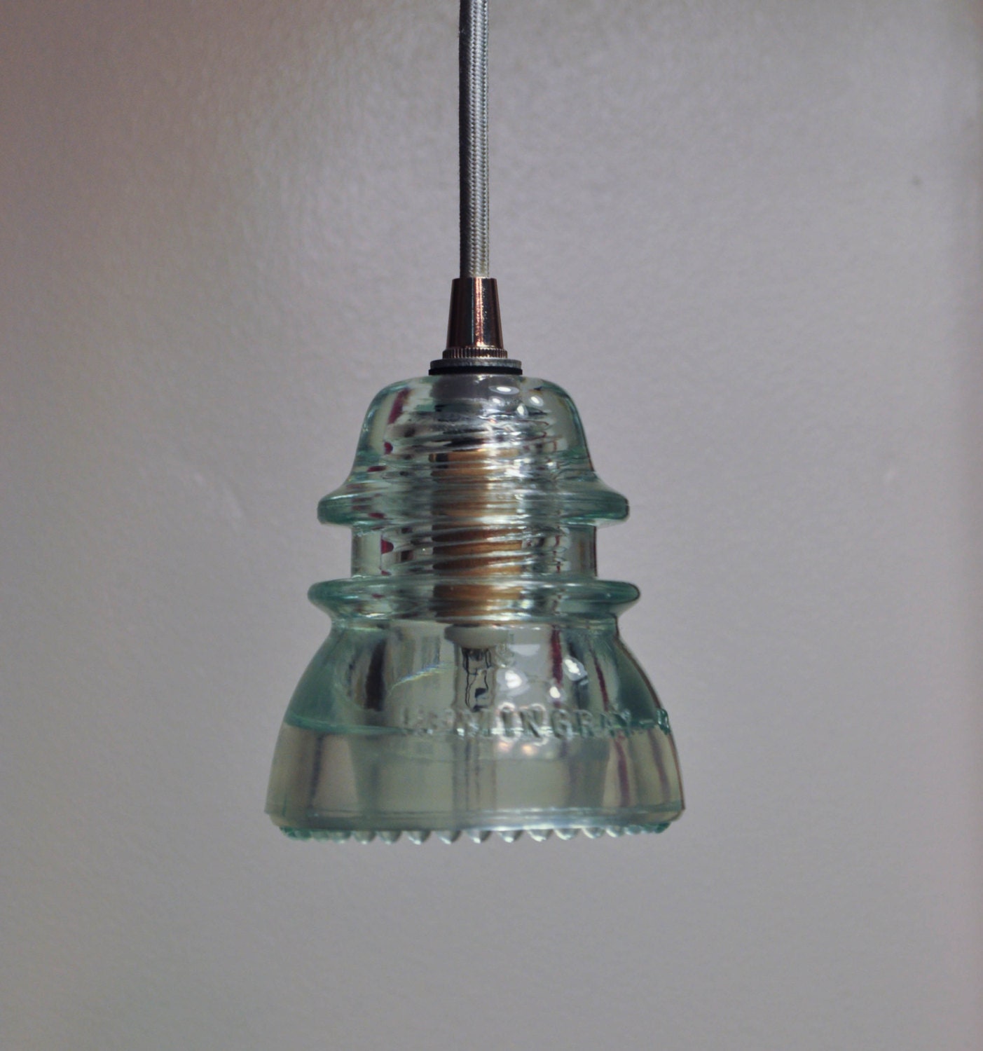 Ice Blue Vintage Glass Insulator Pendant Lamp