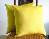 PILLOW THROW yellow linen 18 X 18 Decorative pillowcase Linen Mustard solid Yellow pale yellow light yellow TWO