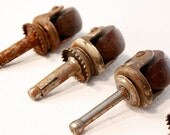 Vintage Wooden Wheel Casters with Metal Mounts