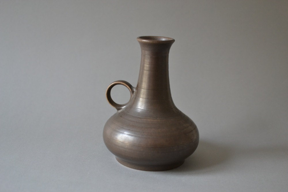 Vintage West German pottery vase brown 70s Made in Germany