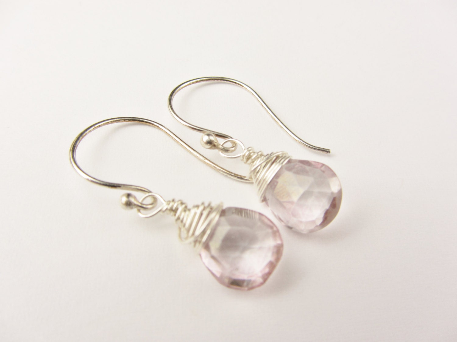 Pink Quartz Earrings, Mystic Pink Quartz, Sterling Silver
