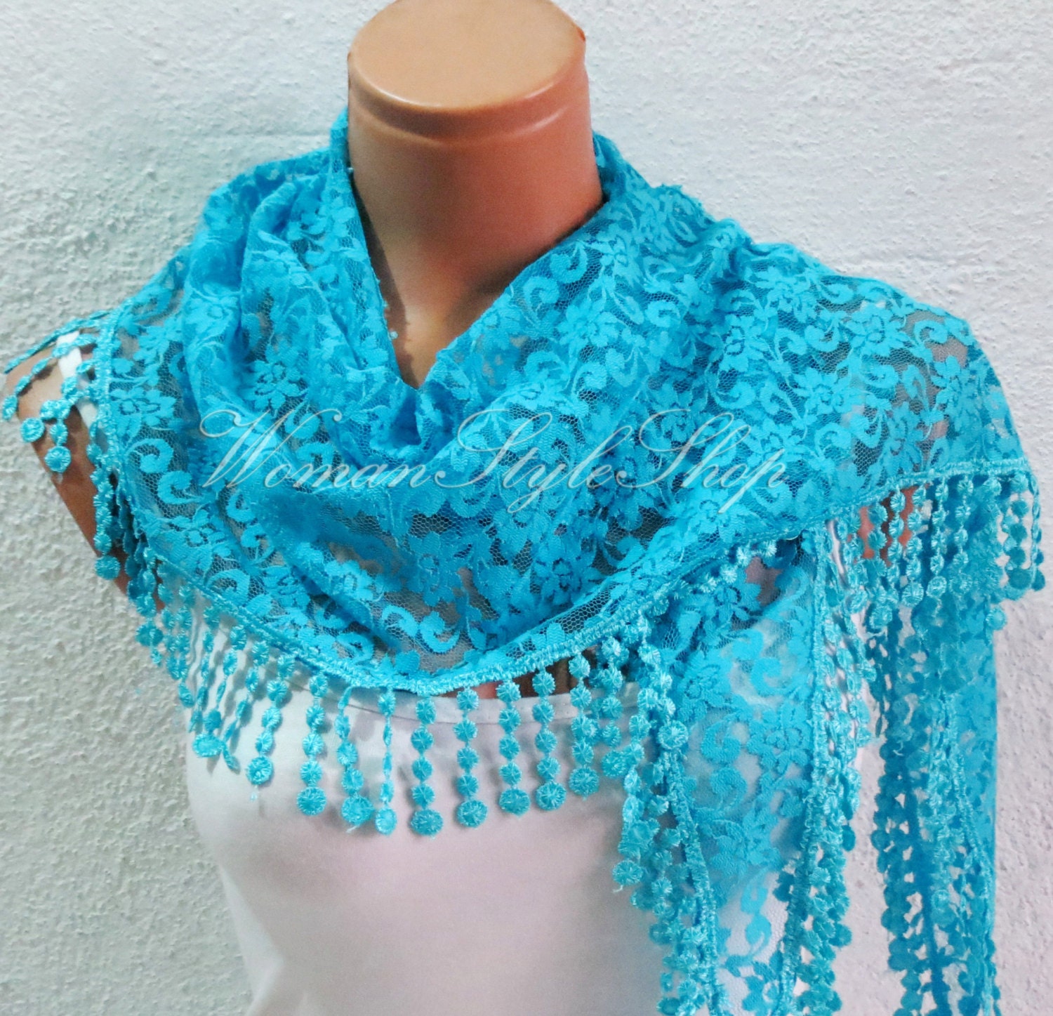 Personalized Design turquoise lace Scarf. Turkish Fabric Fringed Guipure Scarf ..bandana,headband,wedding,bridal,authentic, romantic,