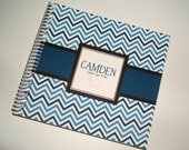 Baby Book - Blue Chevron - Spiral Bound