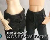 PICK A COLOUR - MSD-sized Ribbed Pants in 8 different fabrics for dolls