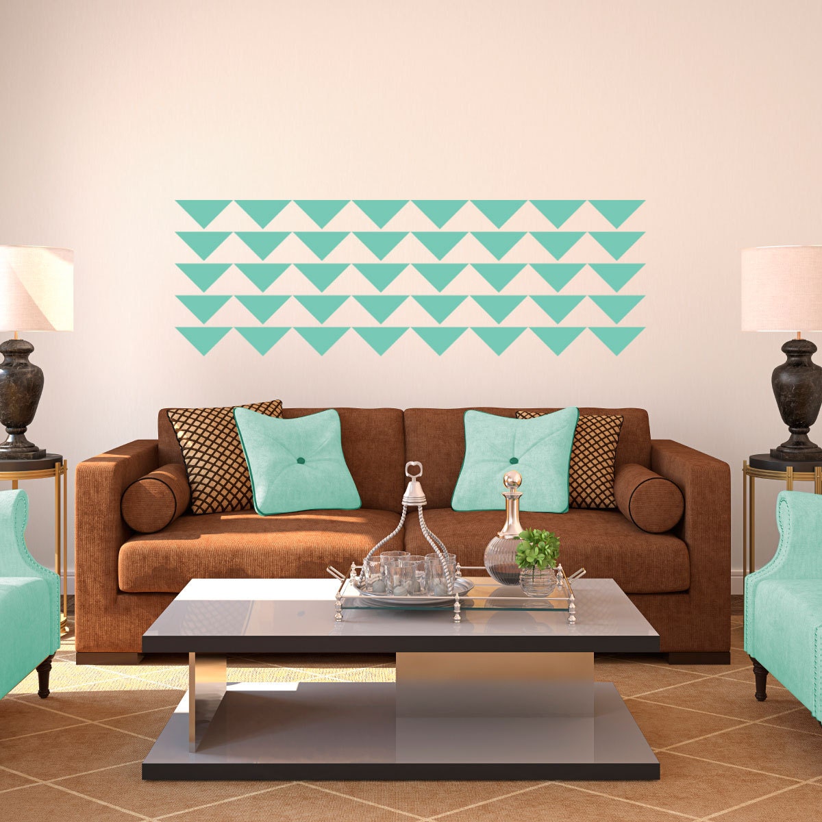 Mid Century Modern Triangle Pattern -  Wall Decal Custom Vinyl Art Stickers