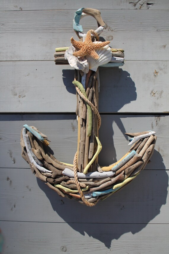 Driftwood Anchor with Seashells/Nautical Anchor by MyHoneypickles