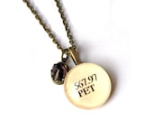 Brass Chocolate Brown Crystal Reclaimed Library Card Pendant Affordable Librarian Jewelry