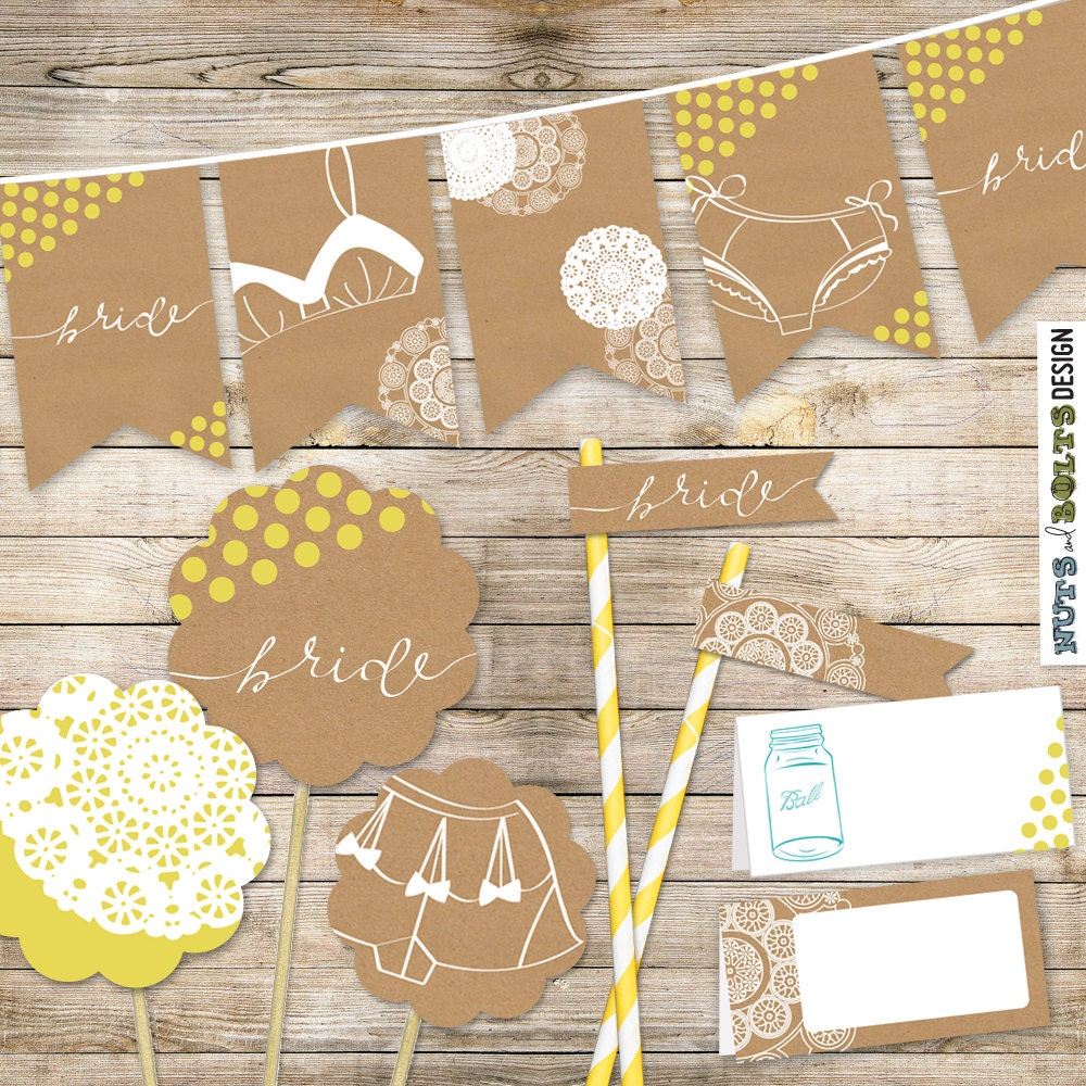 Printable Bridal Shower Decor - Shabby Chic Lingerie