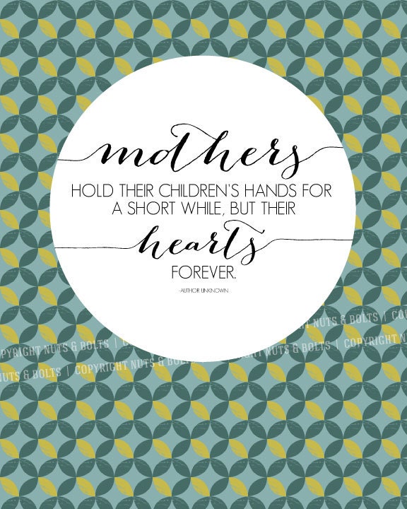 Printable Mother's Day art print 8x10" // Mothers hold their children's hands...