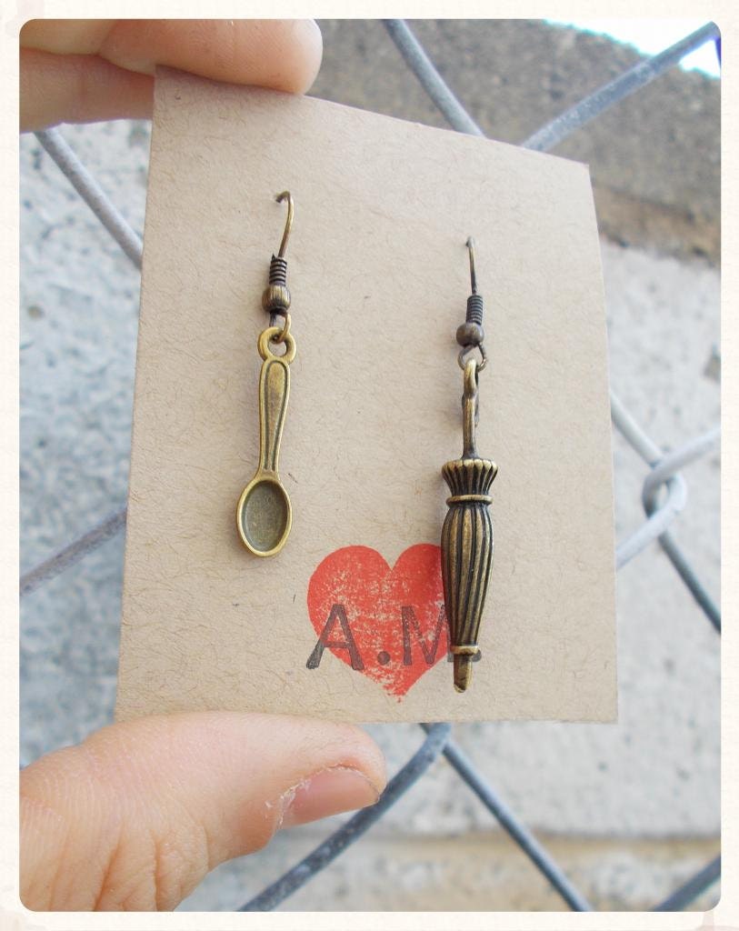 Mary Poppins Mismatch Bronze Earrings