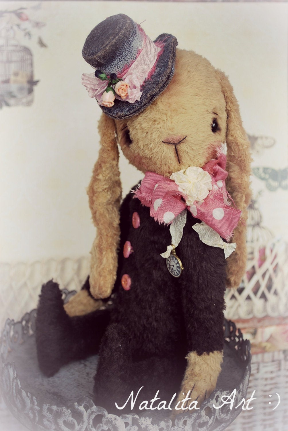 SALE  OOAK Vintage Sweet Hare Boy by Natali Sekreta