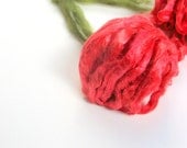 1 oz (28g) Mulberry Silk Fiber Top Roving CHERRY RED - Hand dyed
