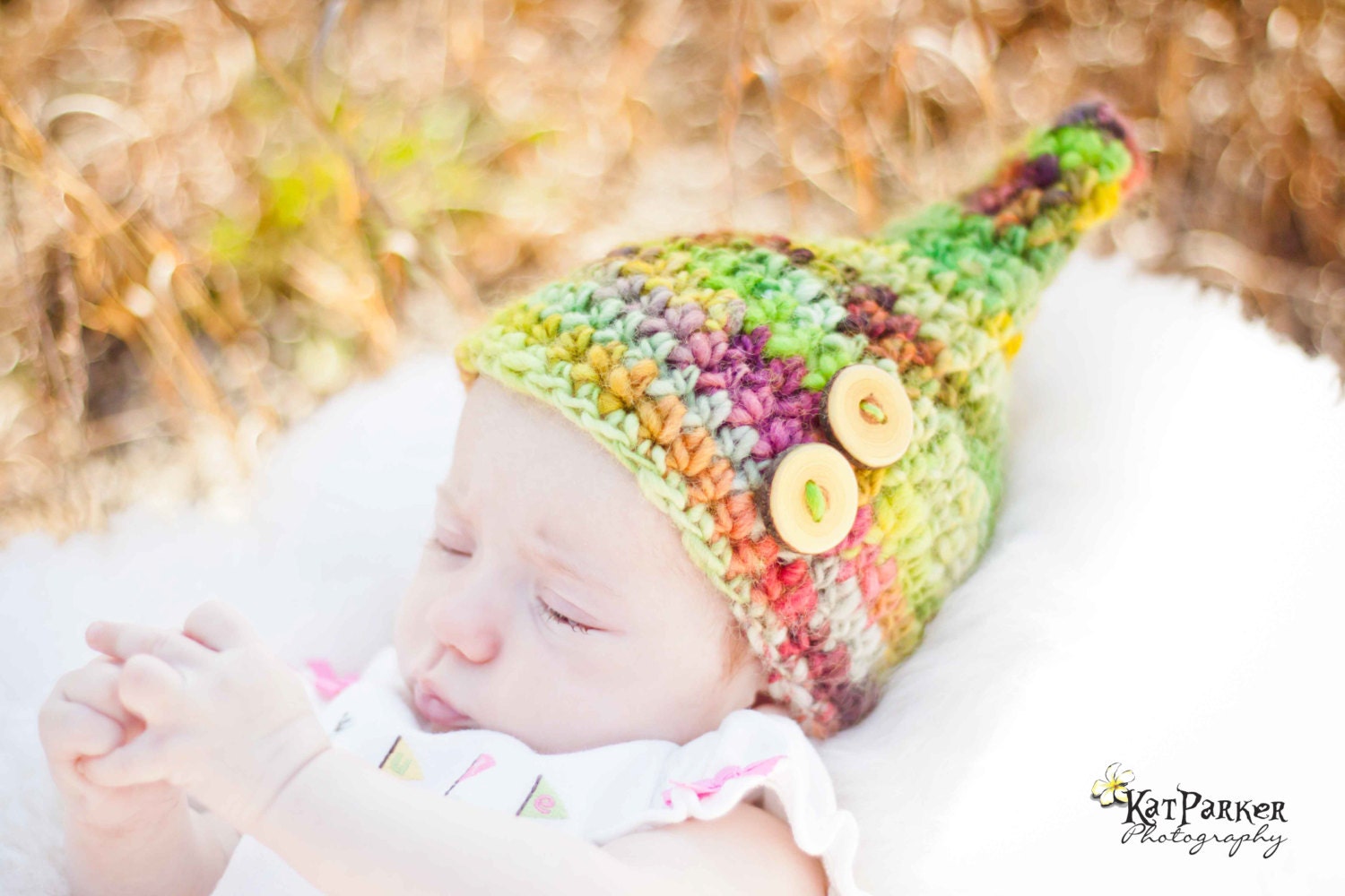 Knobby Gnome Crochet Baby Hat, Newborn/ 0-3 months, Poison Apple