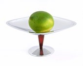 Art Deco Glo Hill Pedestal Tray / Pedestal Dish / Modernist Compote / Chrome and Bakelite / Mid Century Modern