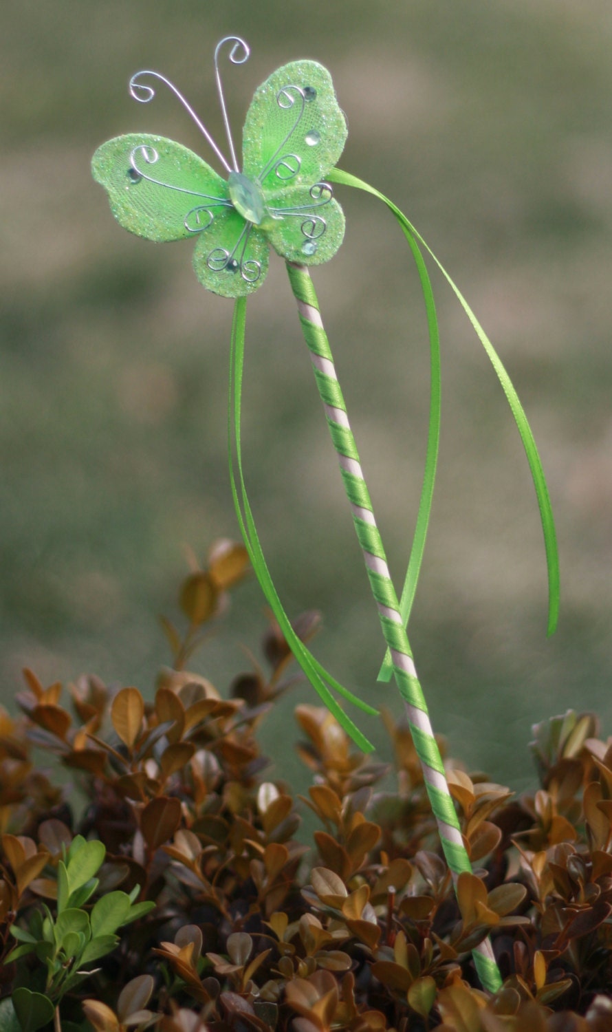 10 Tinkerbell wand Party Favors Green Butterfly Fairy Princess Wands